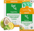 Sol-ti Organic Electrolyte Greens + Hydration Drink Mix, Superfood Hydration Sticks, SuperStix, Non-GMO, Vegan, Chlorophyll Lemon, 14 Sticks
