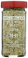 Morton & Bassett 100% Organic Fennel Seed | Sweet, Licorice-Like Flavor for Sausage, Curries & Breads | Gluten Free, Salt Free, Non-GMO | 1.2 oz Jar